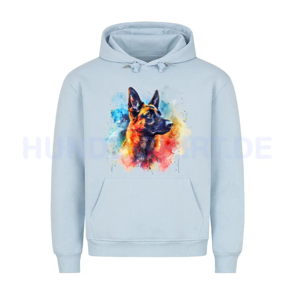 Premium Hoodie "Malinois Paint" Babyblau – hunde-shirt.de