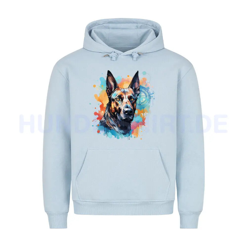 Premium Hoodie "Malinois - Splash" Babyblau – hunde-shirt.de