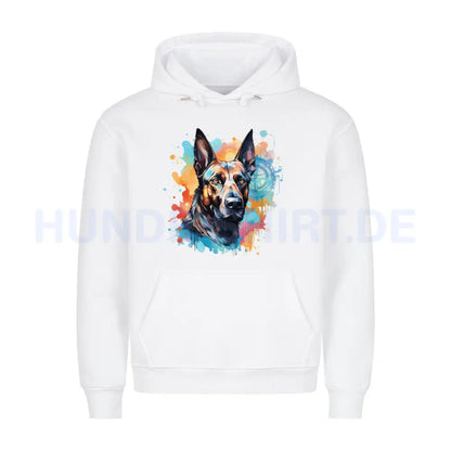 Premium Hoodie "Malinois - Splash" Weiß – hunde-shirt.de