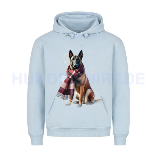 Premium Hoodie "Malinois Winter" Babyblau – hunde-shirt.de