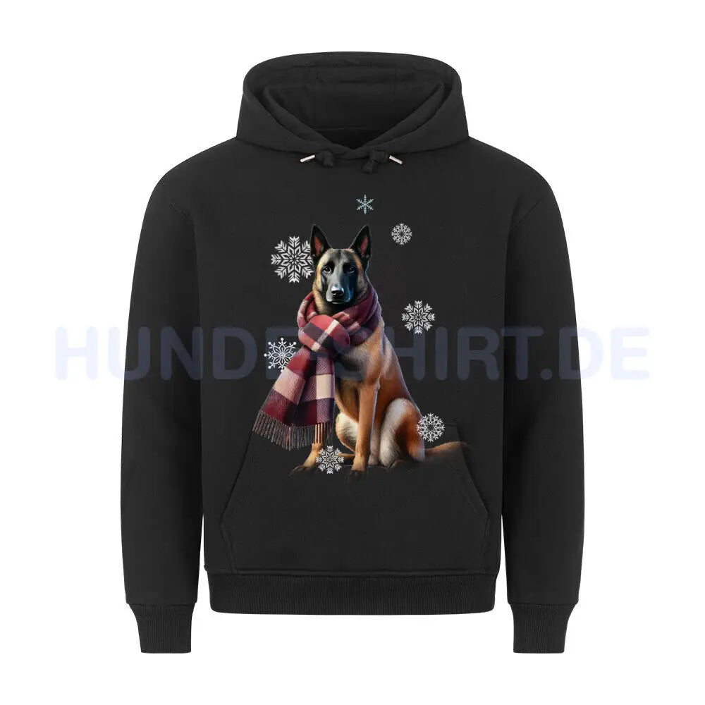 Premium Hoodie "Malinois Winter" Schwarz – hunde-shirt.de