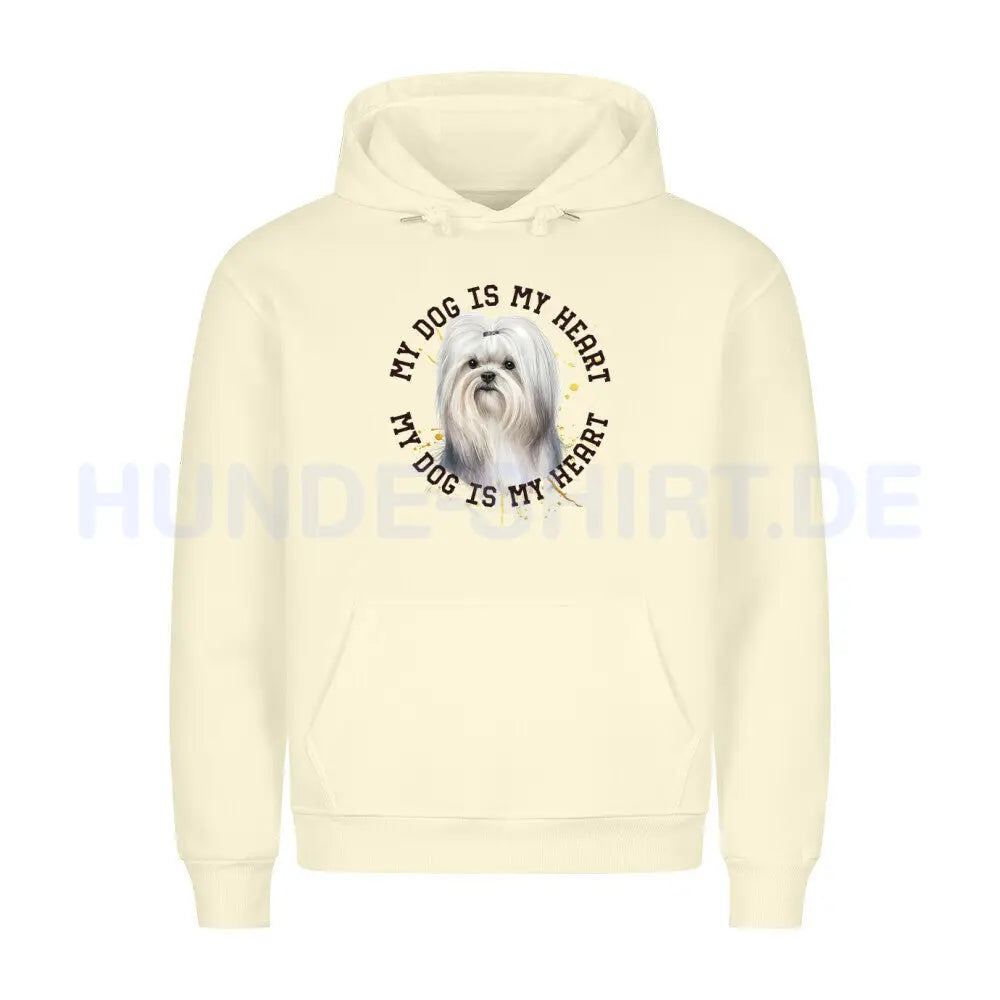 Premium Hoodie "Malteser HEART 2" Beige – hunde-shirt.de