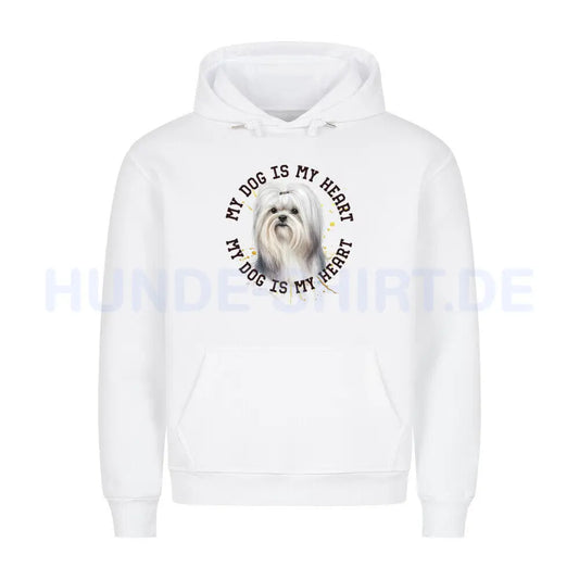 Premium Hoodie "Malteser HEART 2" Weiß – hunde-shirt.de