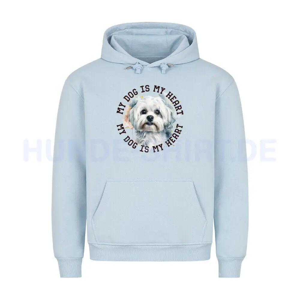 Premium Hoodie "Malteser HEART" Babyblau – hunde-shirt.de