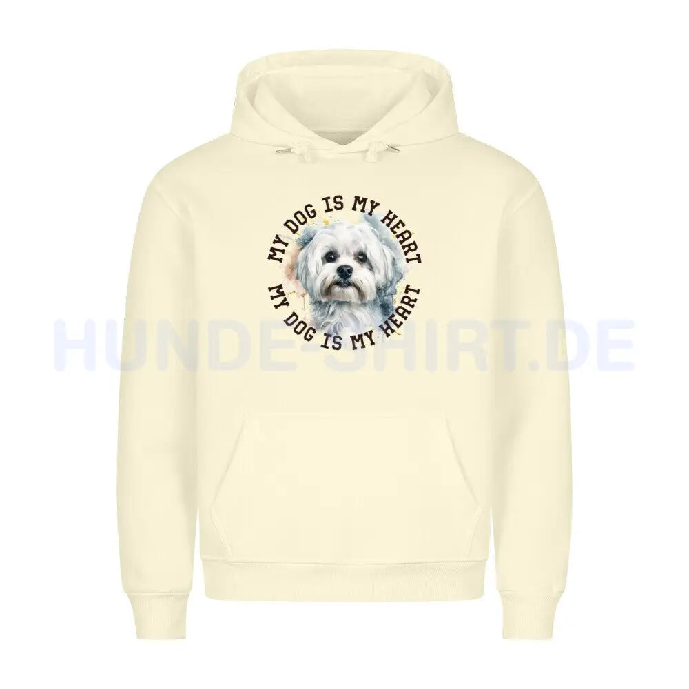 Premium Hoodie "Malteser HEART" Beige – hunde-shirt.de