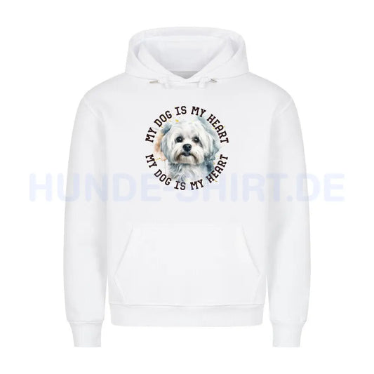 Premium Hoodie "Malteser HEART" Weiß – hunde-shirt.de