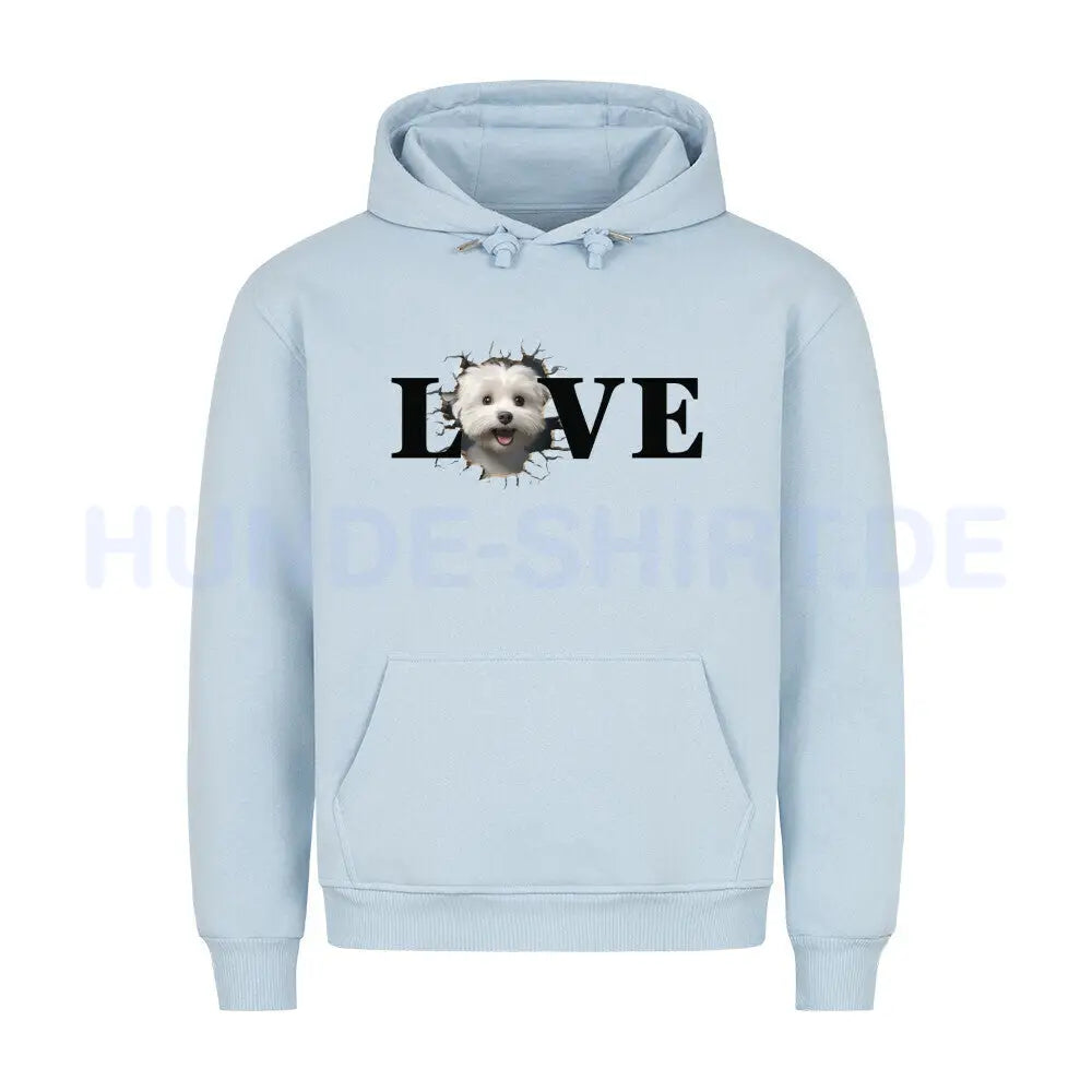 Premium Hoodie "Malteser - LOVE" Babyblau – hunde-shirt.de