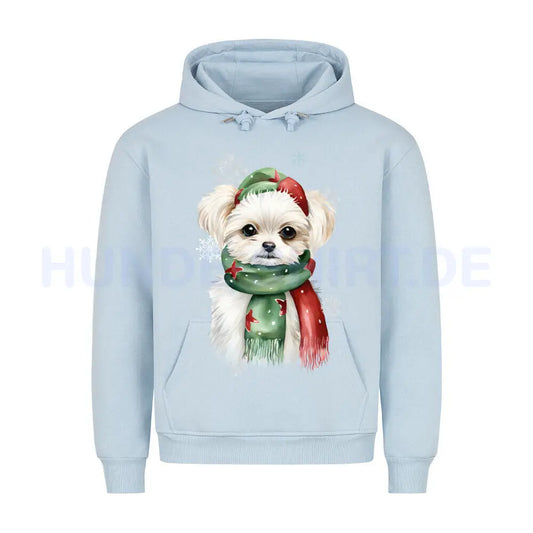 Premium Hoodie "Malteser Winter" Babyblau – hunde-shirt.de