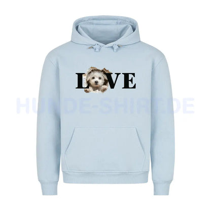 Premium Hoodie "Maltipoo - LOVE" Babyblau – hunde-shirt.de