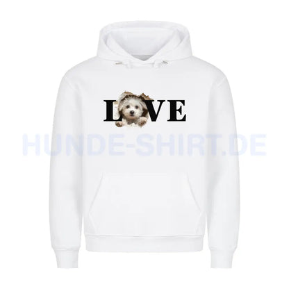 Premium Hoodie "Maltipoo - LOVE" Weiß – hunde-shirt.de