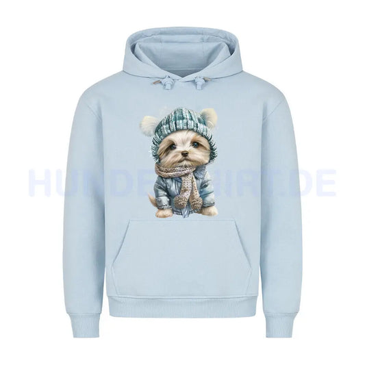 Premium Hoodie "Maltipoo - Winter" Babyblau – hunde-shirt.de