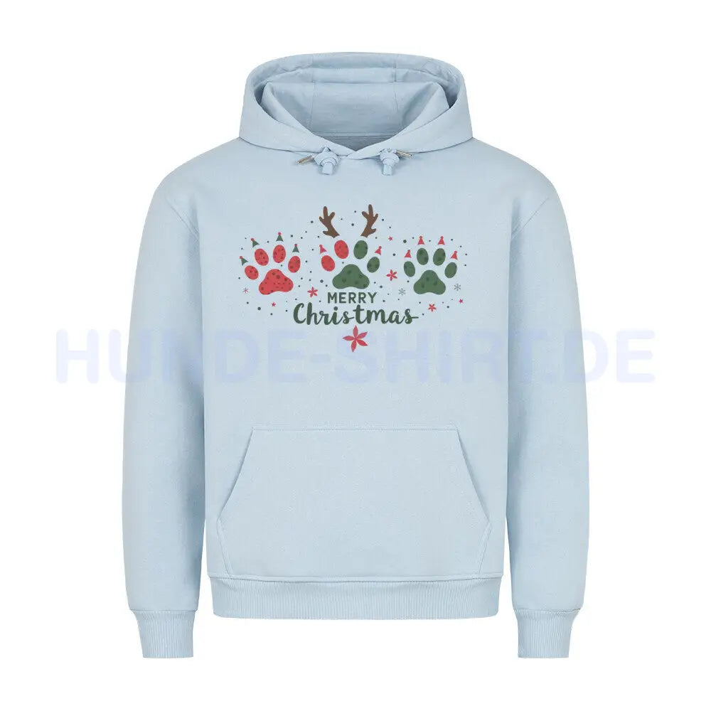 Premium Hoodie "Merry Christmas PAWS" Babyblau – hunde-shirt.de