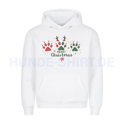 Premium Hoodie "Merry Christmas PAWS" Weiß – hunde-shirt.de