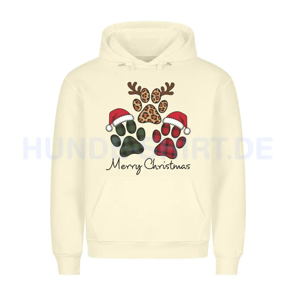 Premium Hoodie "Merry Christmas" Beige – hunde-shirt.de