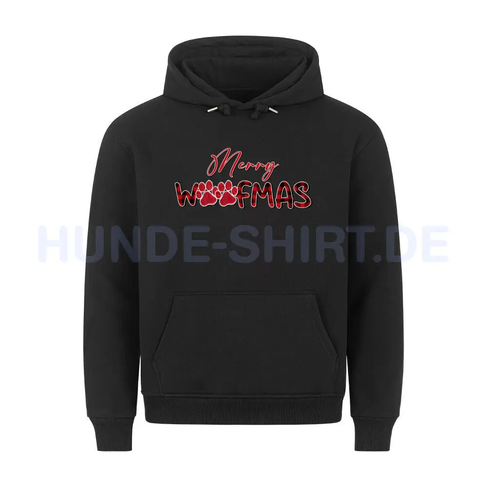 Premium Hoodie "Merry Woofmas" Schwarz – hunde-shirt.de