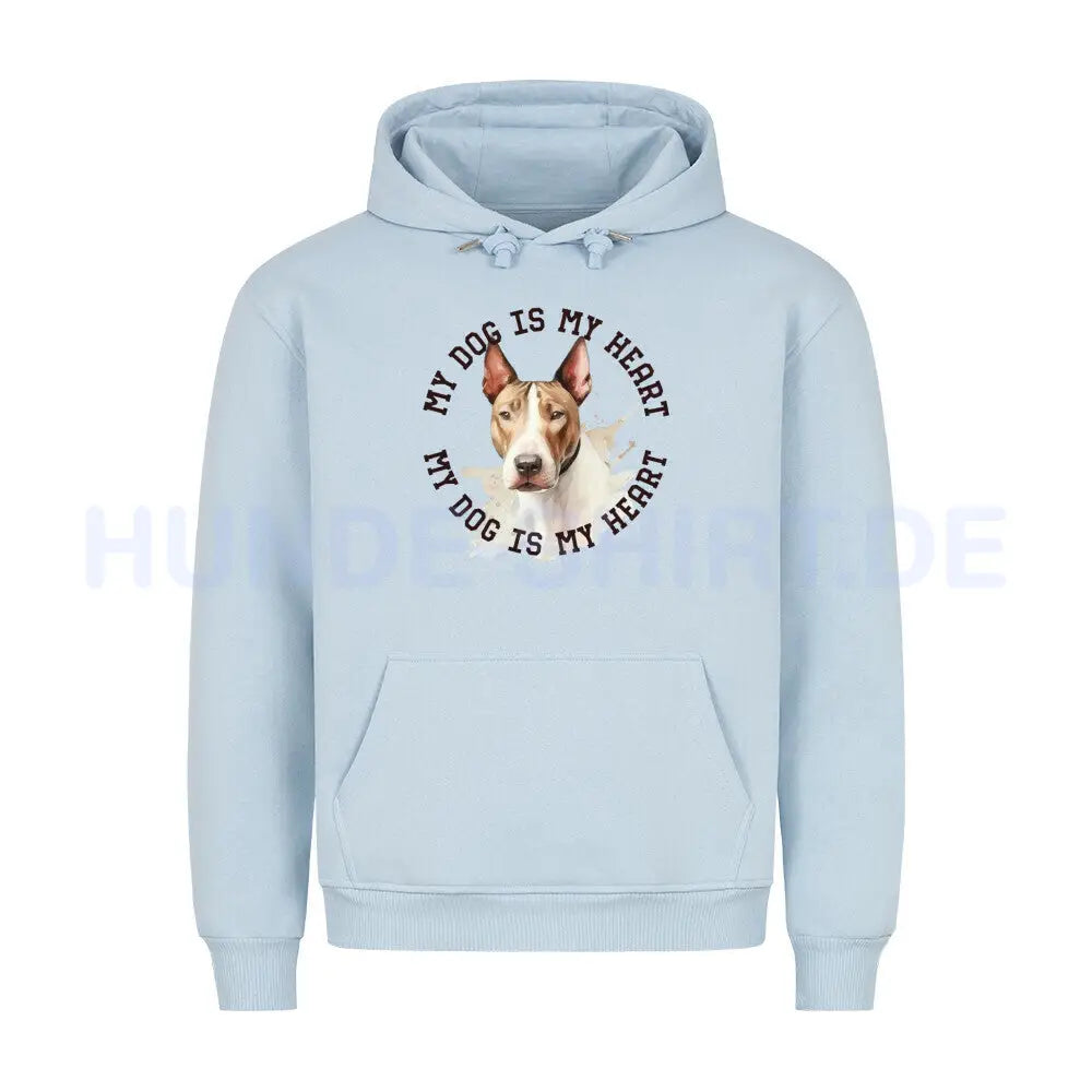 Premium Hoodie "Miniature Bullterrier HEART" Babyblau – hunde-shirt.de