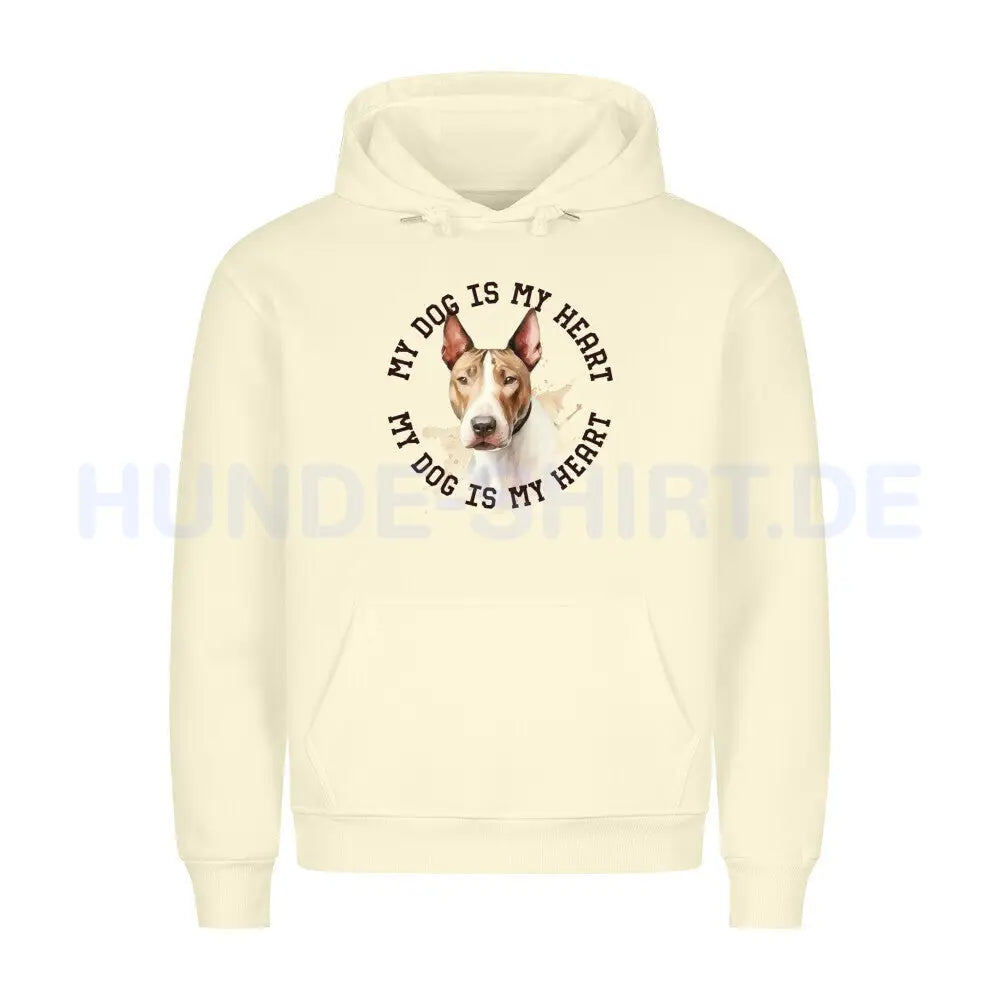 Premium Hoodie "Miniature Bullterrier HEART" Beige – hunde-shirt.de