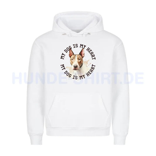 Premium Hoodie "Miniature Bullterrier HEART" Weiß – hunde-shirt.de