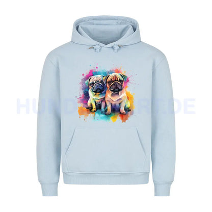 Premium Hoodie "Mops - Duo" Babyblau – hunde-shirt.de