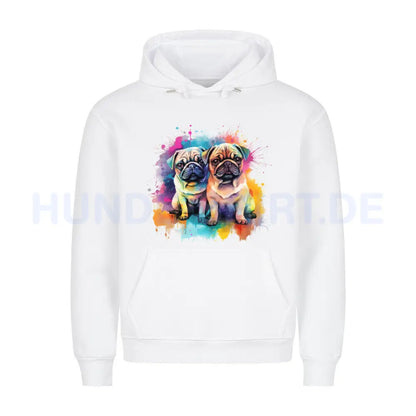 Premium Hoodie "Mops - Duo" Weiß – hunde-shirt.de