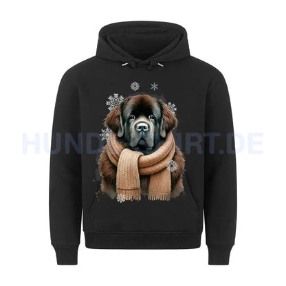 Premium Hoodie "Neufundländer braun Winter" Schwarz – hunde-shirt.de