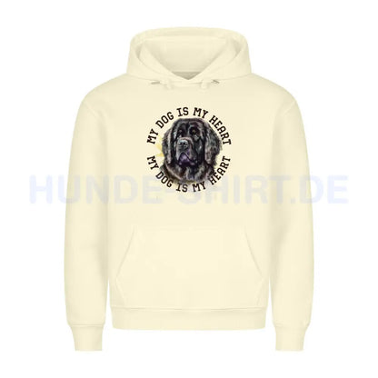 Premium Hoodie "Neufundländer ( gestromt ) HEART" Beige – hunde-shirt.de