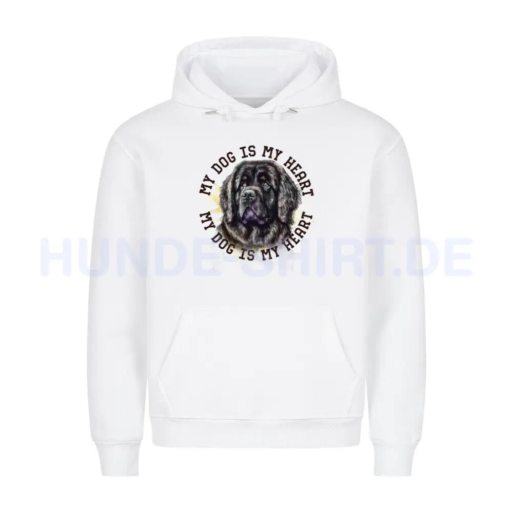 Premium Hoodie "Neufundländer ( gestromt ) HEART" Weiß – hunde-shirt.de