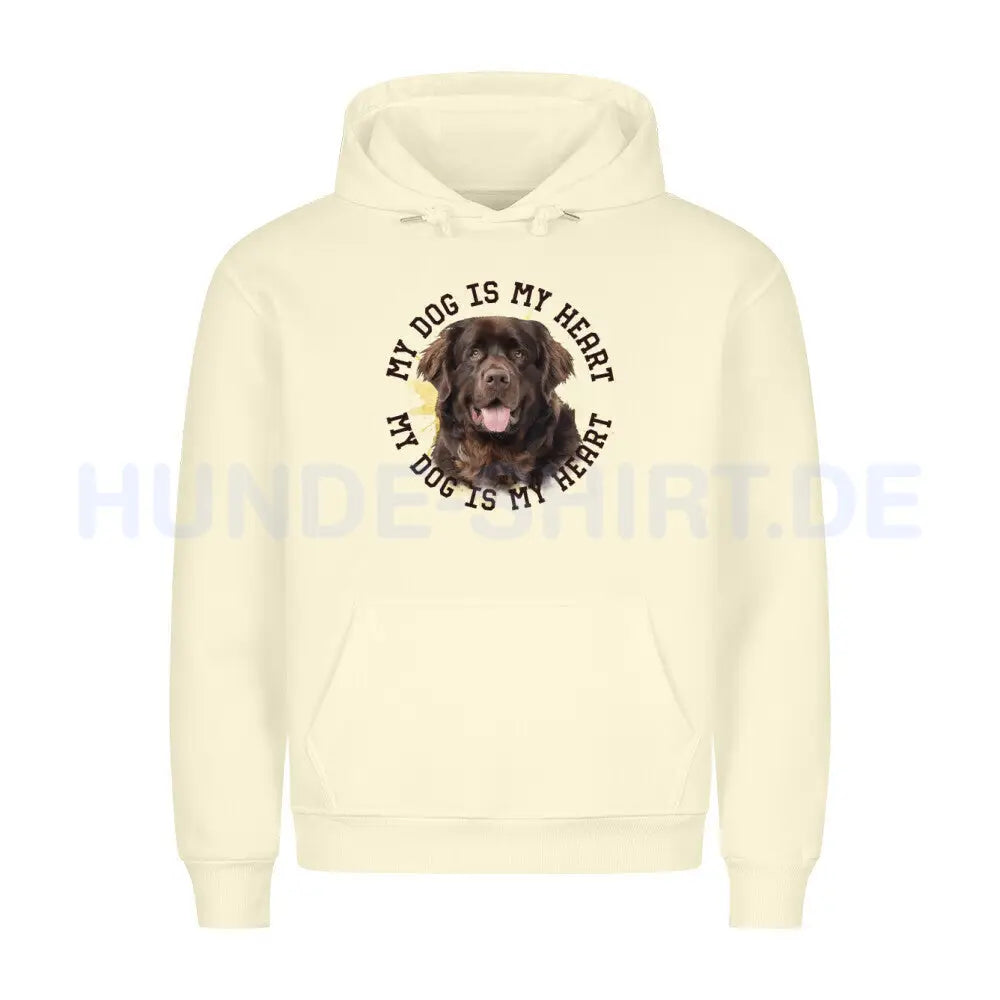 Premium Hoodie "Neufundländer HEART 2" Beige – hunde-shirt.de