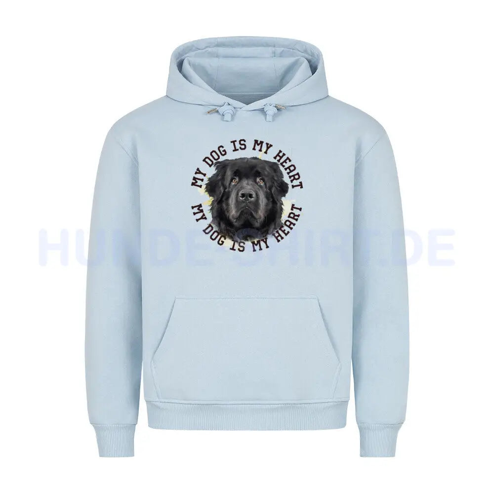 Premium Hoodie "Neufundländer schwarz HEART" Babyblau – hunde-shirt.de