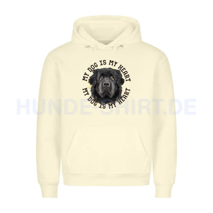 Premium Hoodie "Neufundländer schwarz HEART" Beige – hunde-shirt.de