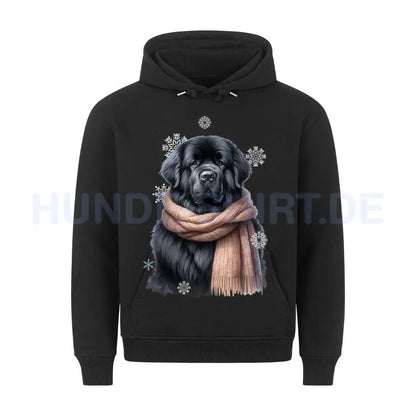 Premium Hoodie "Neufundländer schwarz Winter" Schwarz – hunde-shirt.de