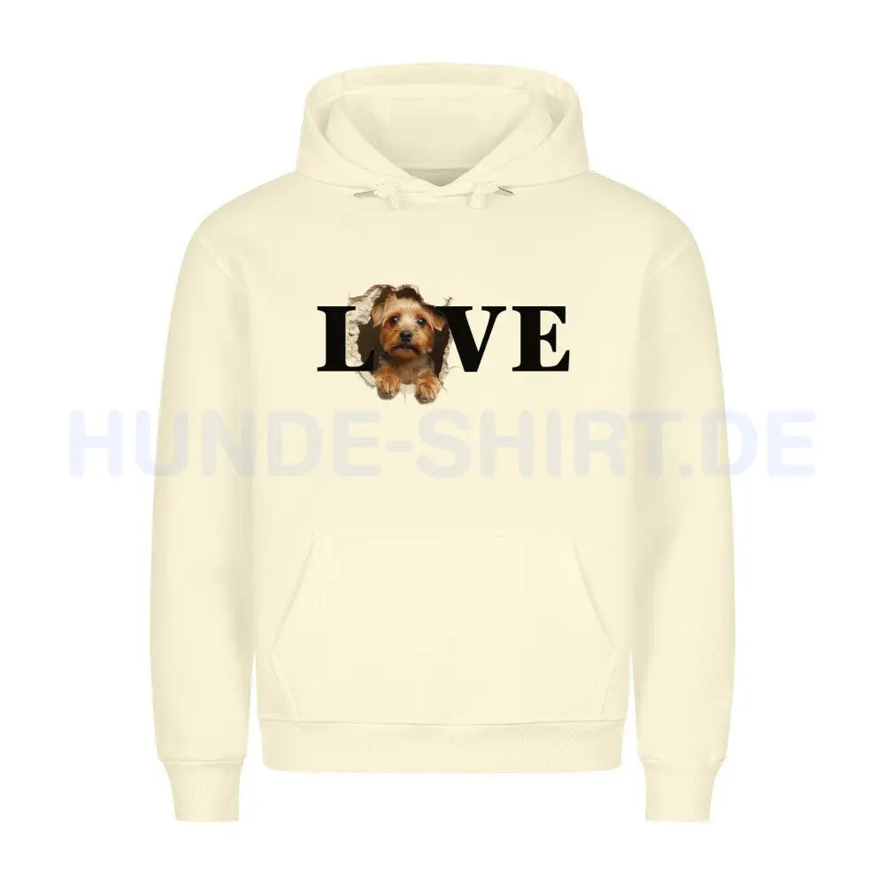 Premium Hoodie "Norfolk Terrier - LOVE" Beige – hunde-shirt.de