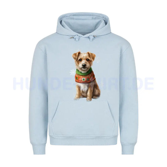 Premium Hoodie "Norfolk Terrier - Winter" Babyblau – hunde-shirt.de