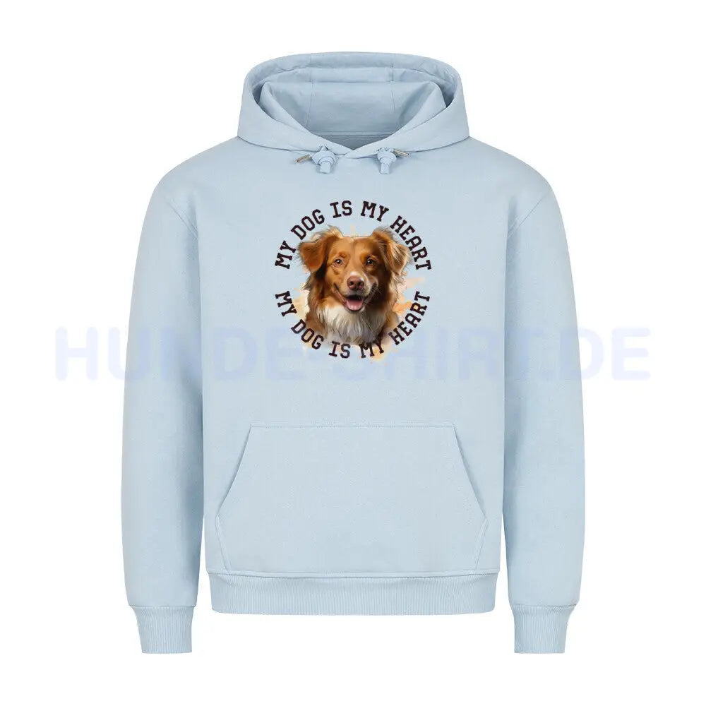 Premium Hoodie "Nova Scotia Duck Tolling Retriever HEART" Babyblau – hunde-shirt.de