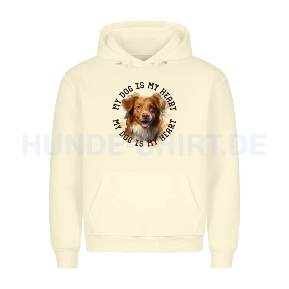 Premium Hoodie "Nova Scotia Duck Tolling Retriever HEART" Beige – hunde-shirt.de