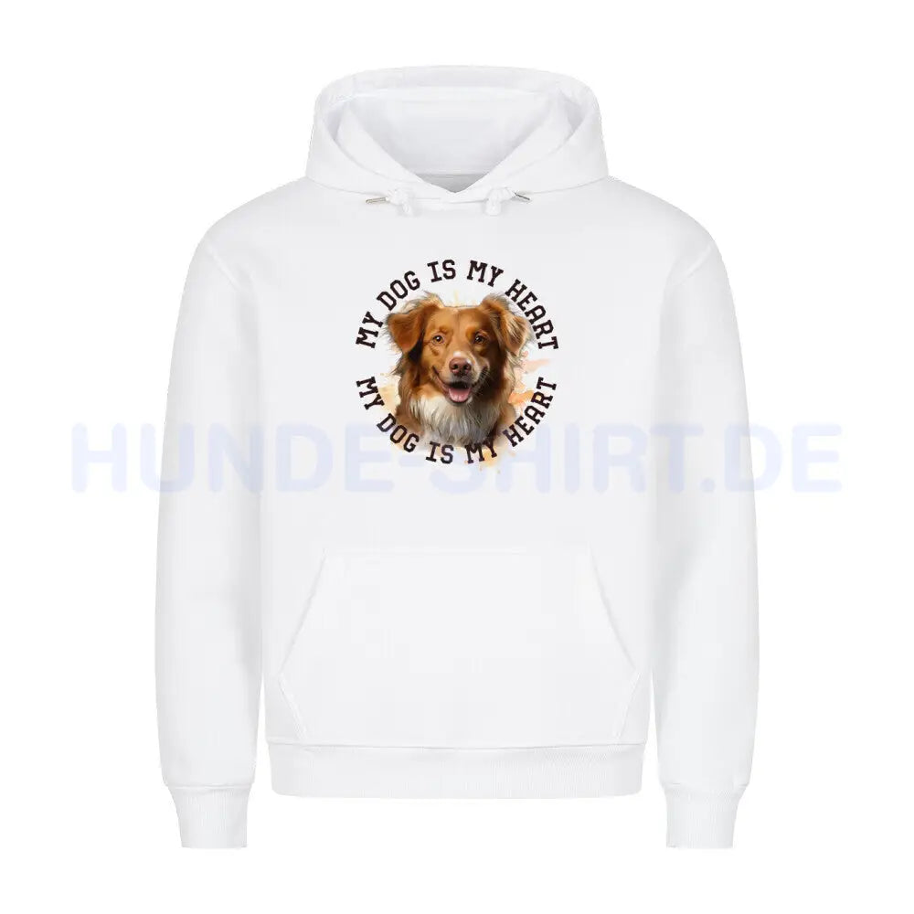 Premium Hoodie "Nova Scotia Duck Tolling Retriever HEART" Weiß – hunde-shirt.de