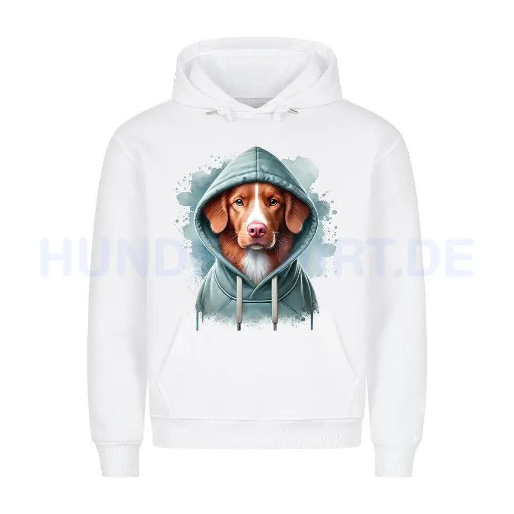 Premium Hoodie "Nova Scotia Duck Tolling Retriever Hooded" Weiß – hunde-shirt.de