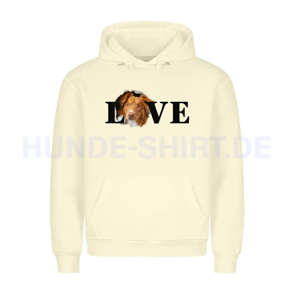 Premium Hoodie "Nova Scotia Duck Tolling Retriever LOVE" Beige – hunde-shirt.de