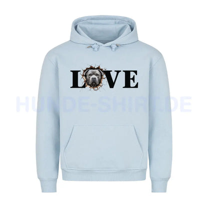 Premium Hoodie "OEB grau Love" Babyblau – hunde-shirt.de