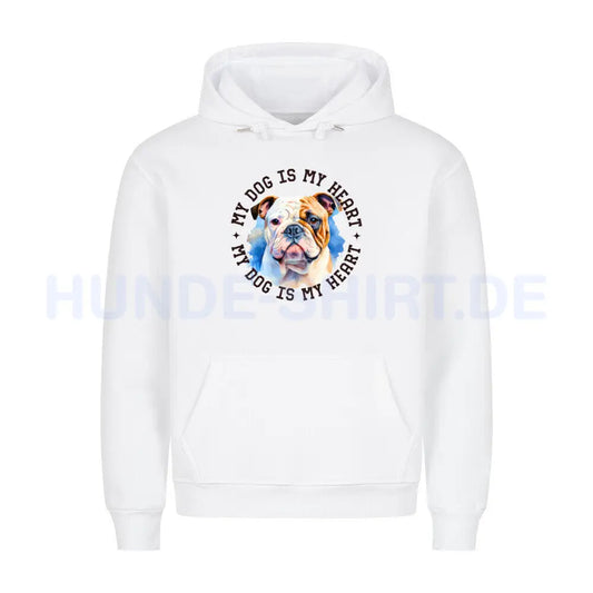 Premium Hoodie "Old English Bulldog HEART" Weiß – hunde-shirt.de