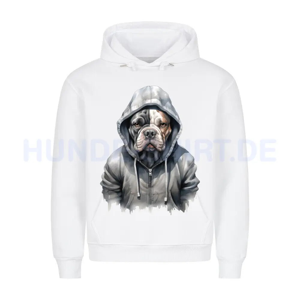 Premium Hoodie "Old English Bulldog Hooded" Weiß – hunde-shirt.de