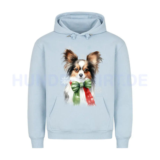 Premium Hoodie "Papillon Winter" Babyblau – hunde-shirt.de