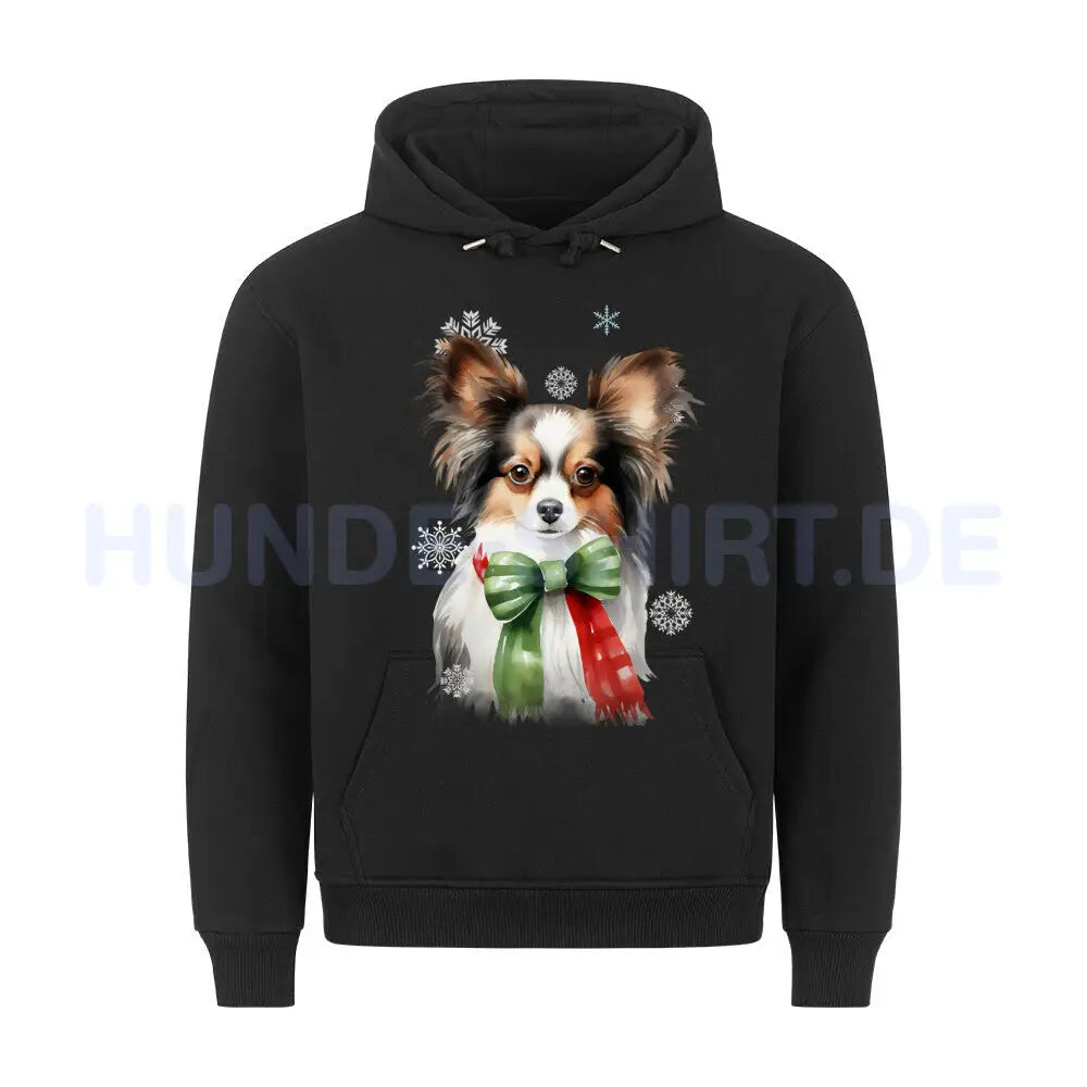 Premium Hoodie "Papillon Winter" Schwarz – hunde-shirt.de