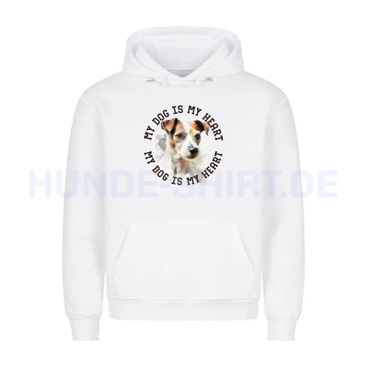 Premium Hoodie "Parson Russell Terrier HEART" Weiß – hunde-shirt.de