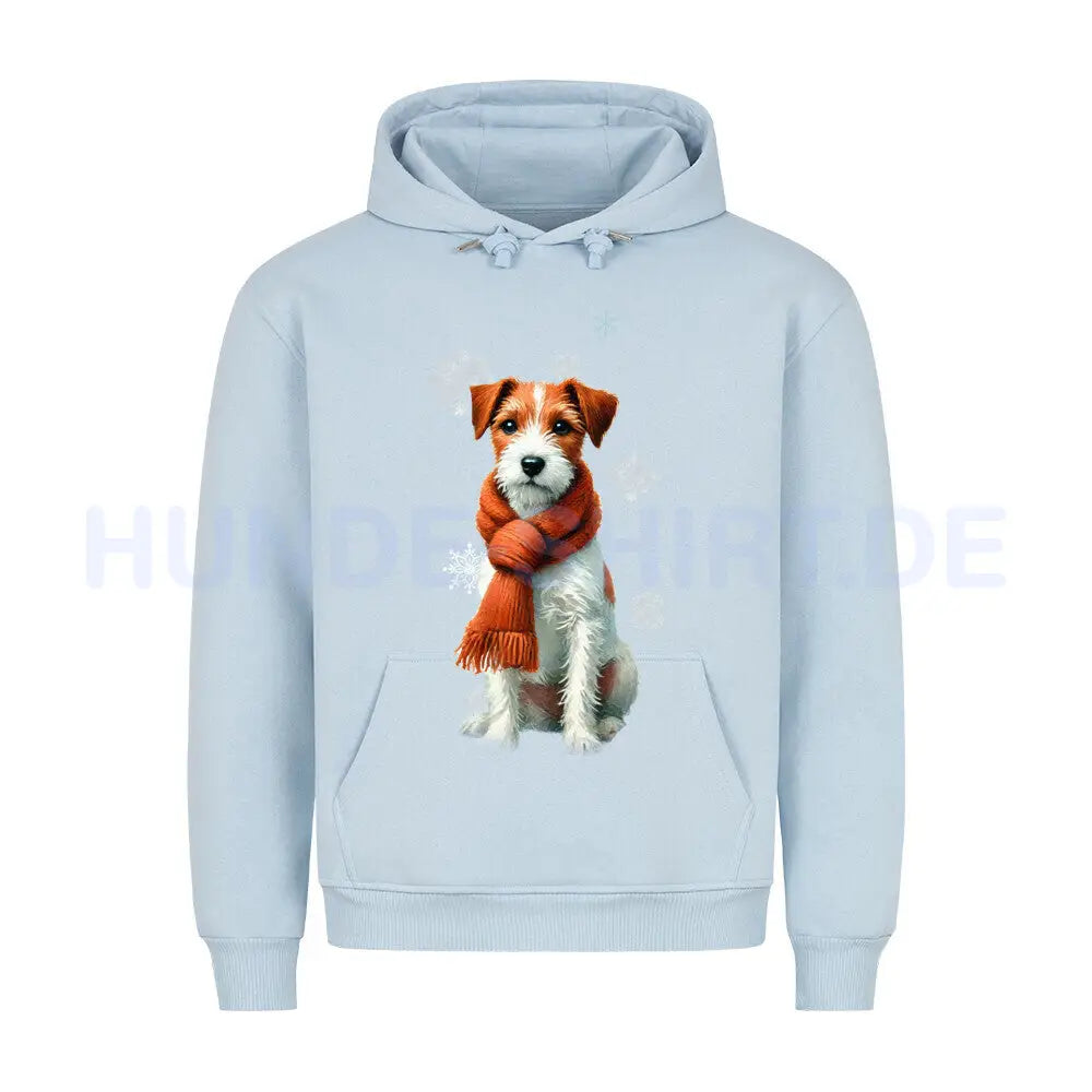 Premium Hoodie "Parson Russell Terrier Winter" Babyblau – hunde-shirt.de