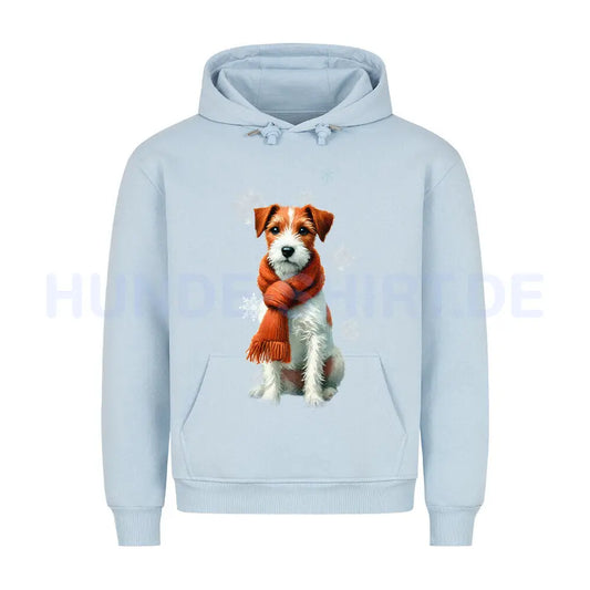 Premium Hoodie "Parson Russell Terrier Winter" Babyblau – hunde-shirt.de