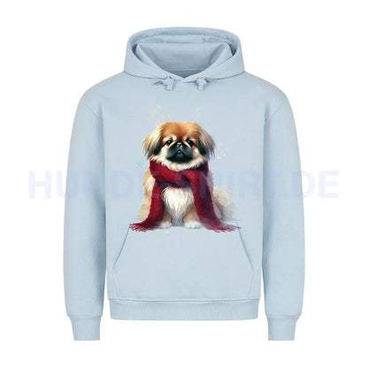 Premium Hoodie "Pekingese Winter" Babyblau – hunde-shirt.de