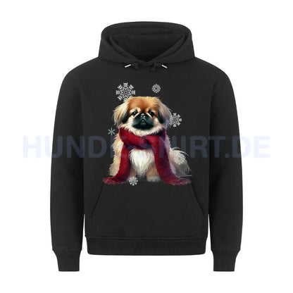 Premium Hoodie "Pekingese Winter" Schwarz – hunde-shirt.de