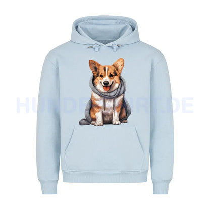 Premium Hoodie "Pembroke Welsh Corgi ( Cardigan )- Winter" Babyblau – hunde-shirt.de