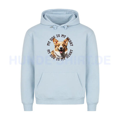 Premium Hoodie "Pembroke Welsh Corgi HEART" Babyblau – hunde-shirt.de